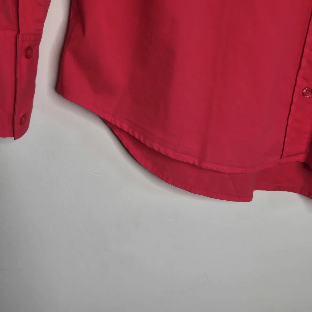 MONROW Fire Coral Oversized Poplin Button Down Shirt NWT Relaxed Coastal Top - Picture 8 of 11